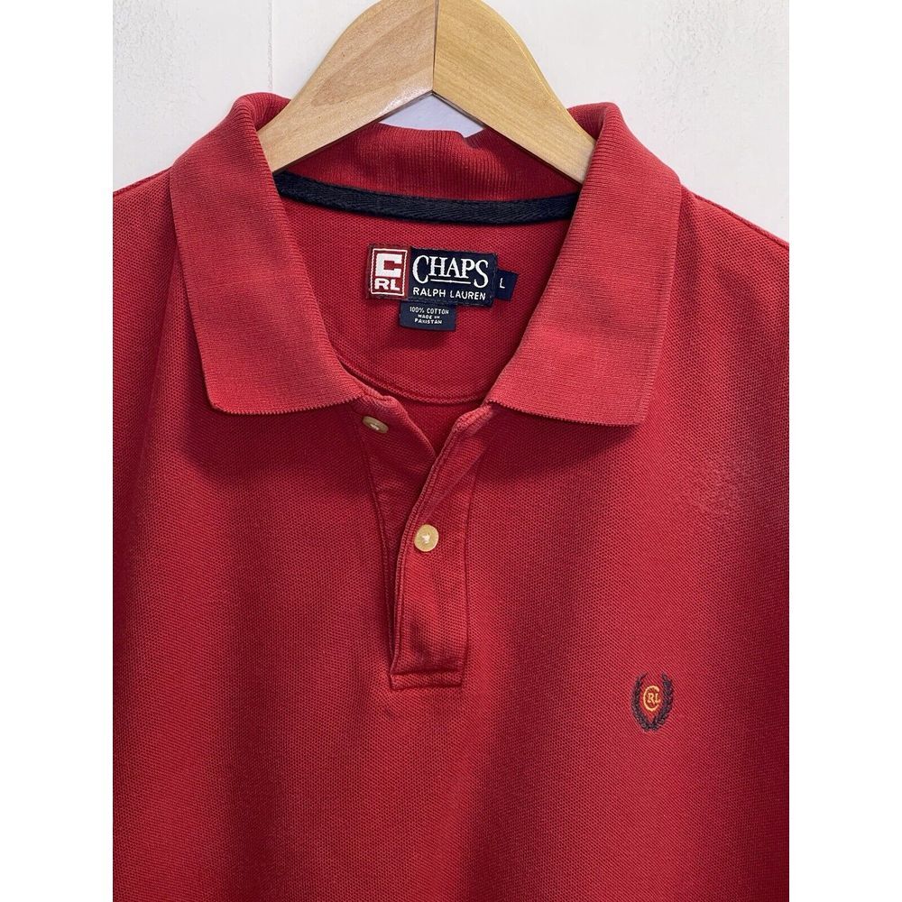Chaps Polo Ralph Lauren Men's Size L Polo Shirt‎ Red Short Sleeve Crest Logo
